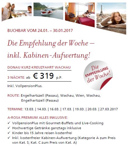 A-Rosa Donau März ab 319 Euro all&nbsp;inklusive