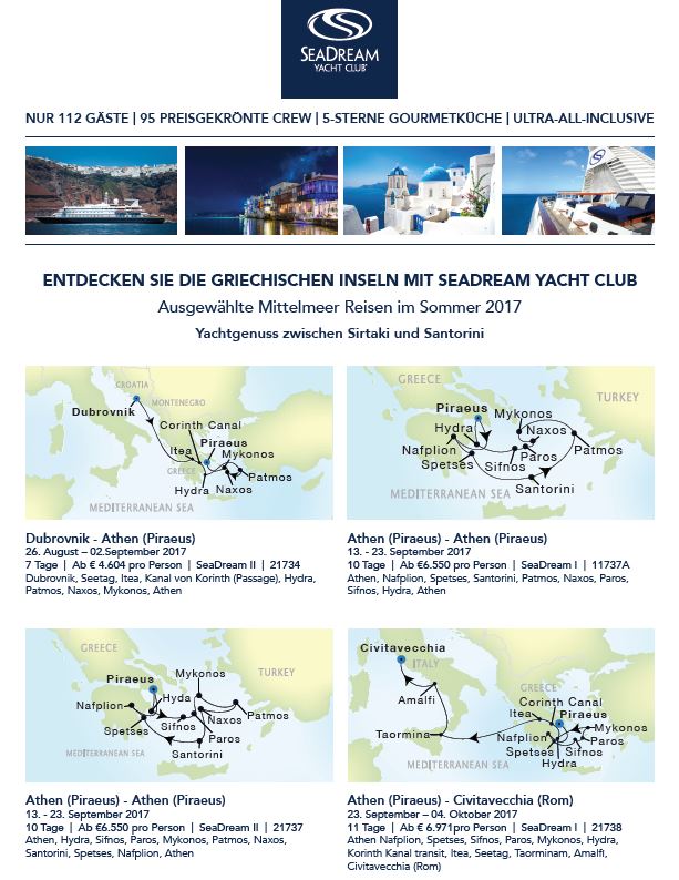 Seadream – exklusives Yachting in der griechischen&nbsp;Inselwelt