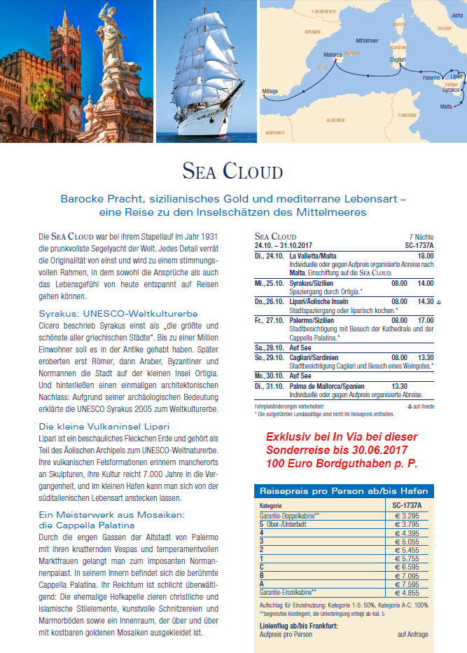 Traum Segelreise Sea Cloud Oktober Malta Mallorca ab 3295,-&nbsp;€