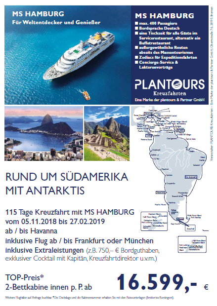 MS HAMURG 2018-2019 115 Tage Südamerika und&nbsp;Antarktis